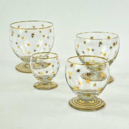 Set van 24 glazen met gouden sterretjes