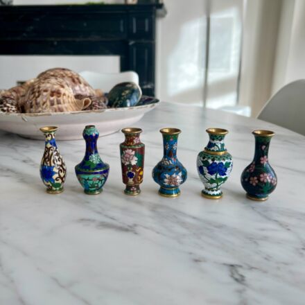 6 Miniature cloisonné vases