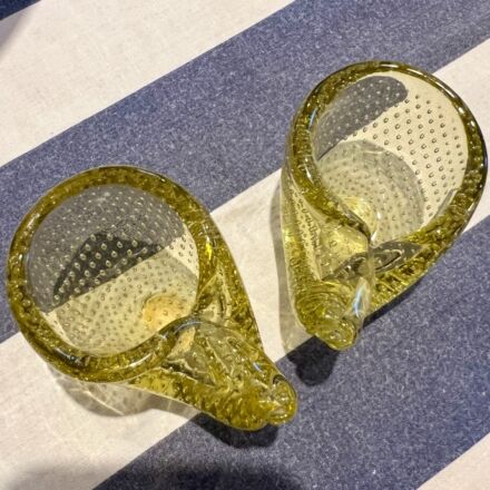 Pair of vintage Murano shell-shaped vessels
