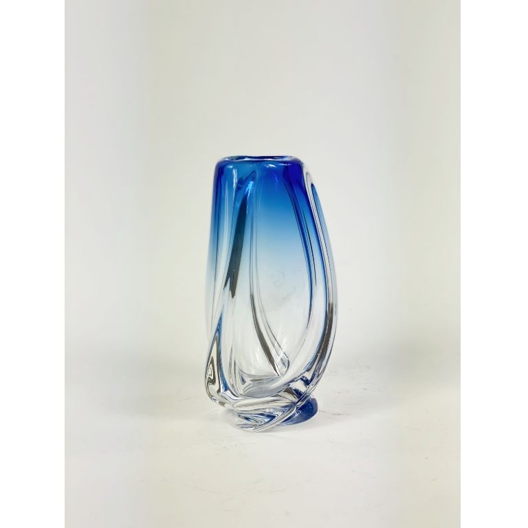 Accountant glans Ongelofelijk Val Saint Lambert vaas model Volute blauw en helder kristal - Sophistic